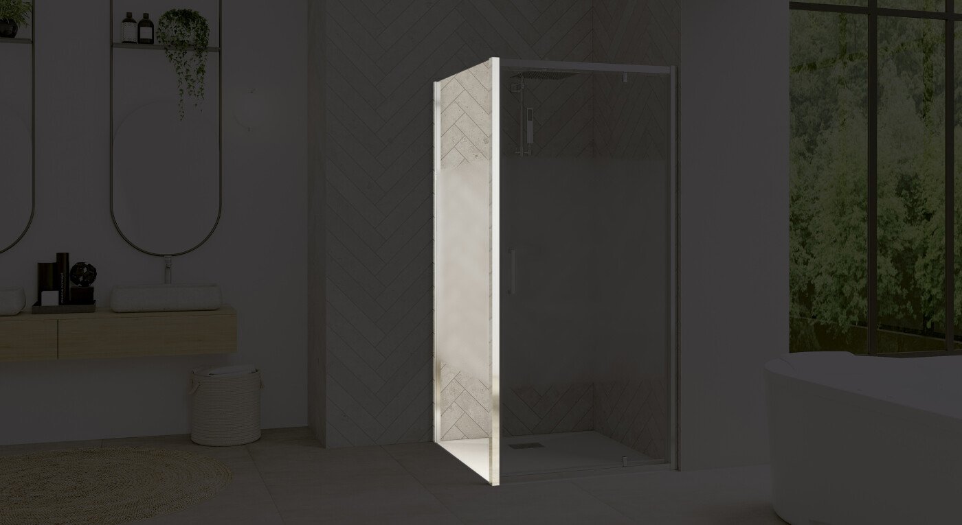 Smart Design Fixe - profilé chromé - verre sérigraphié - 2900x1585