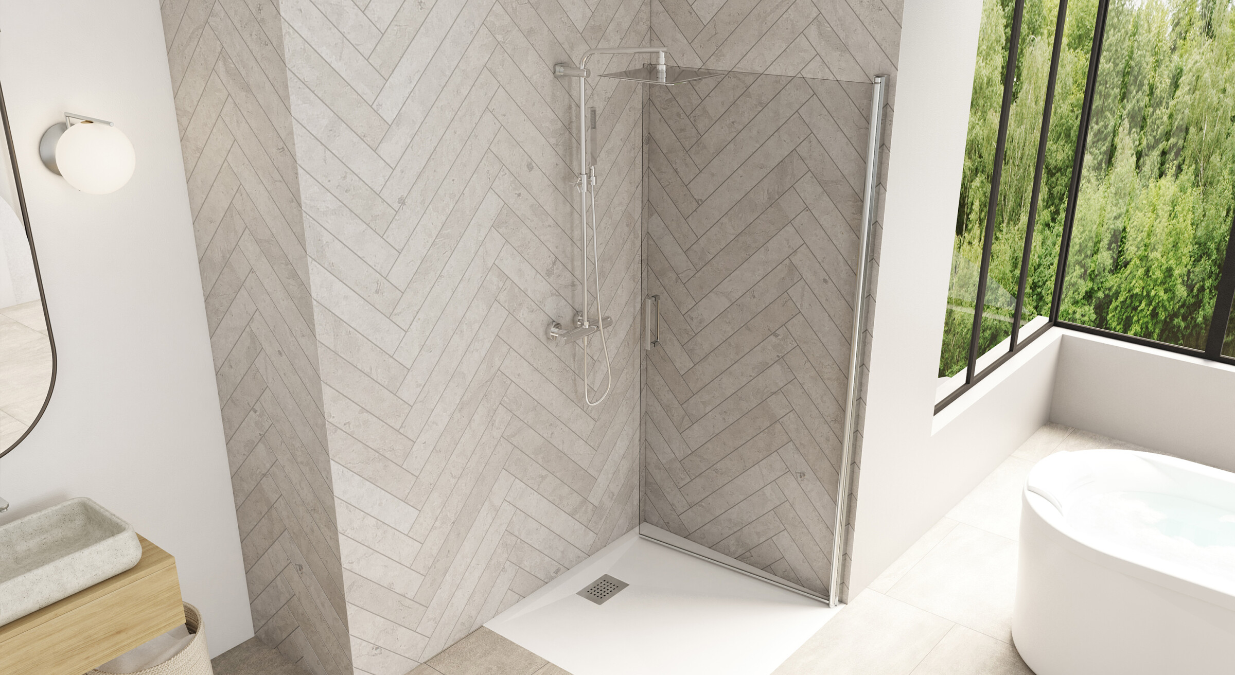 Smart Design Solo P Paroi de douche pivotante Kinedo