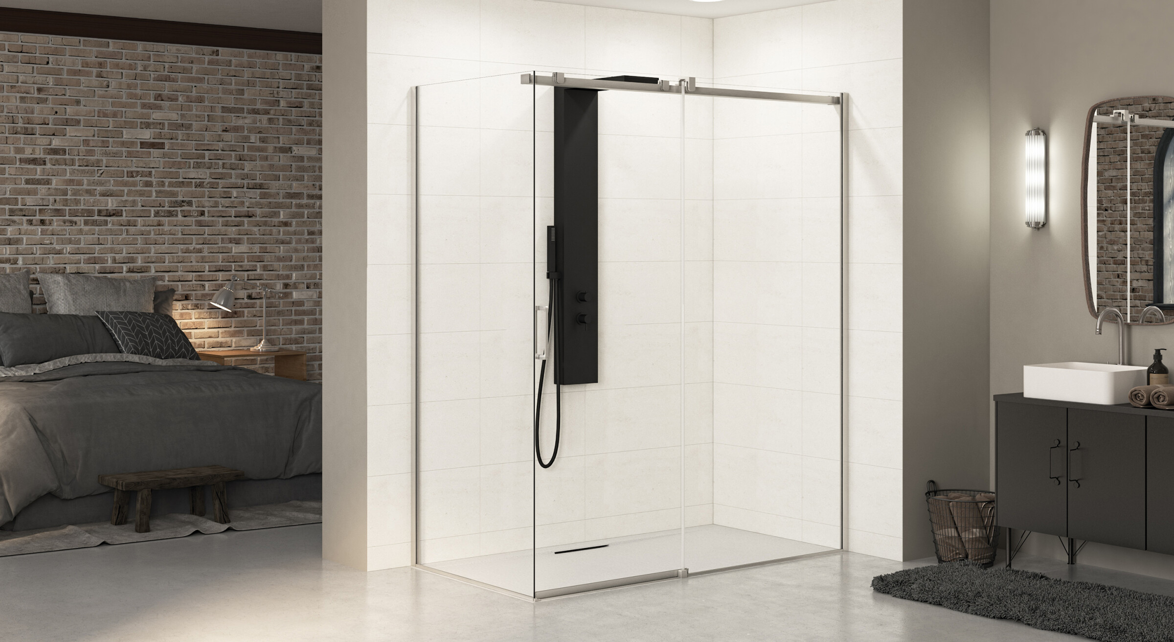 Ekinox C+F Paroi coulissante douche en angle Kinedo