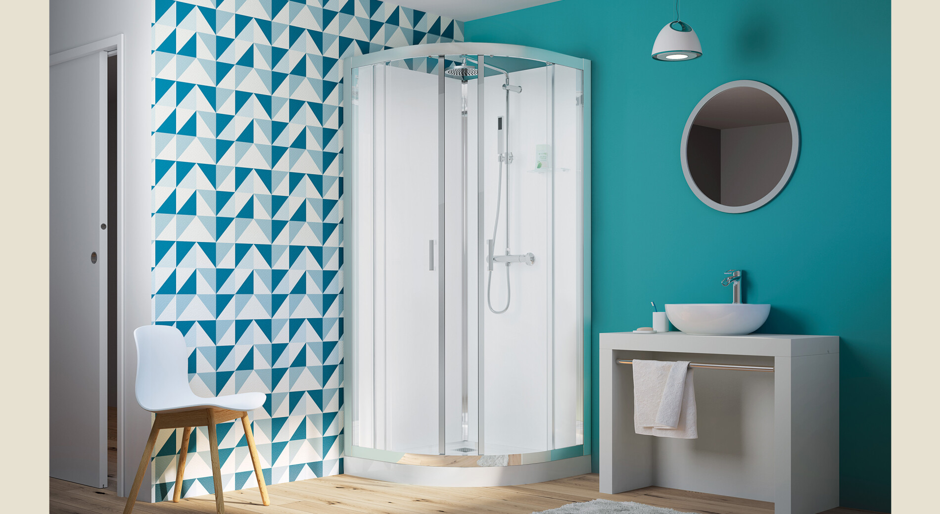 Eden R80 et R90 Cabine de douche 1/4 de rond Kinedo