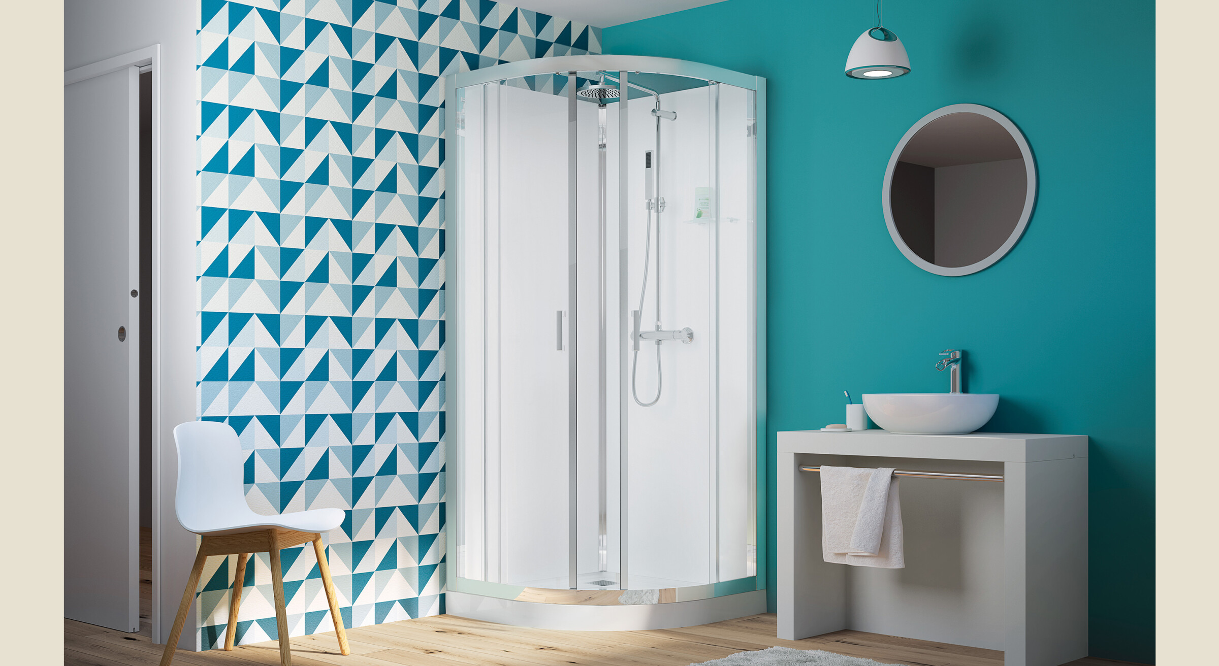 Eden R80 et R90 Cabine de douche 1/4 de rond Kinedo