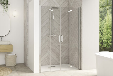 Smart Design S XXL sans seuil - listing - profilé chromé - verre transparent - 770x520