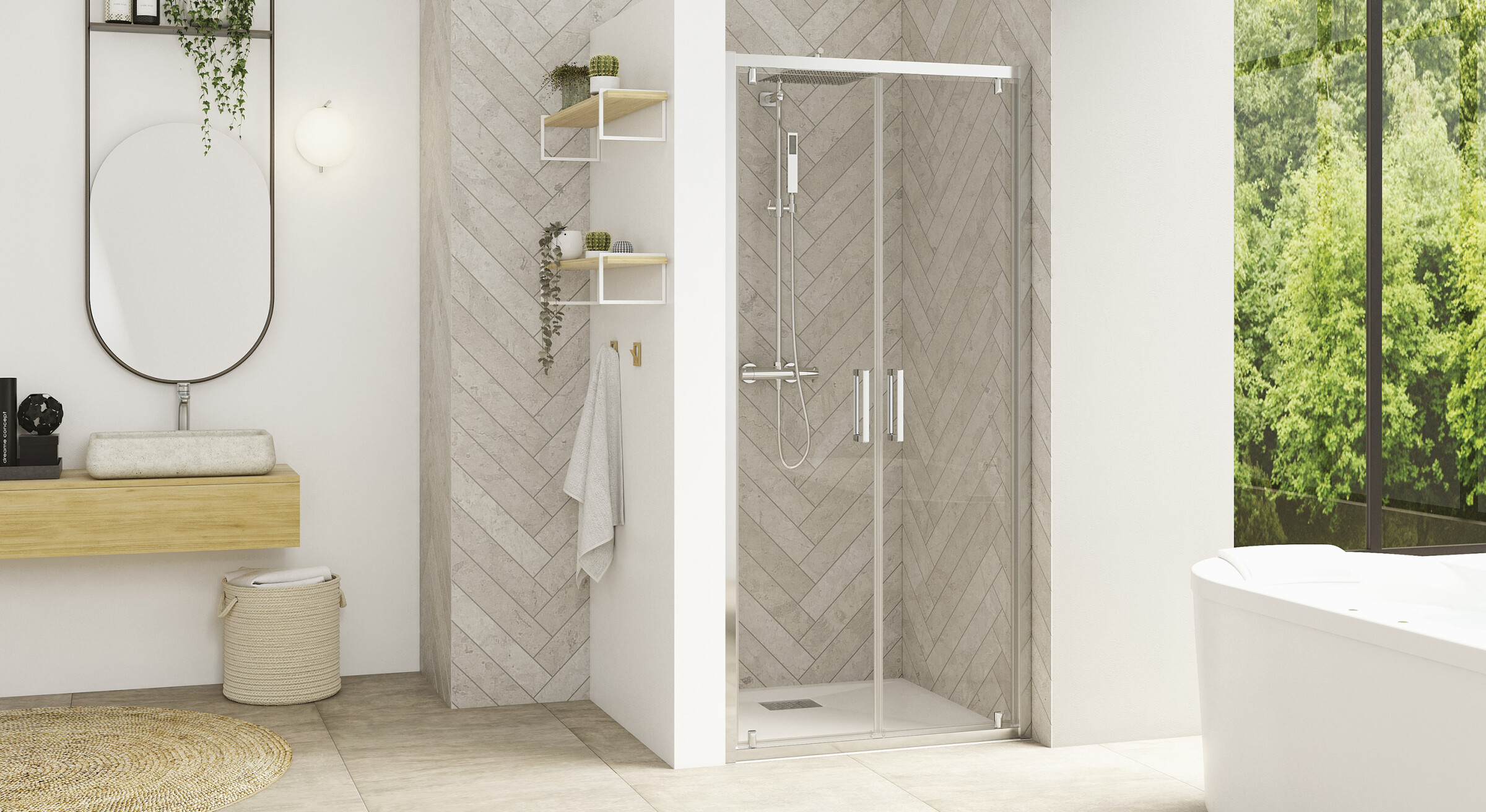 Smart Design 2P Double paroi de douche pivotante Kinedo