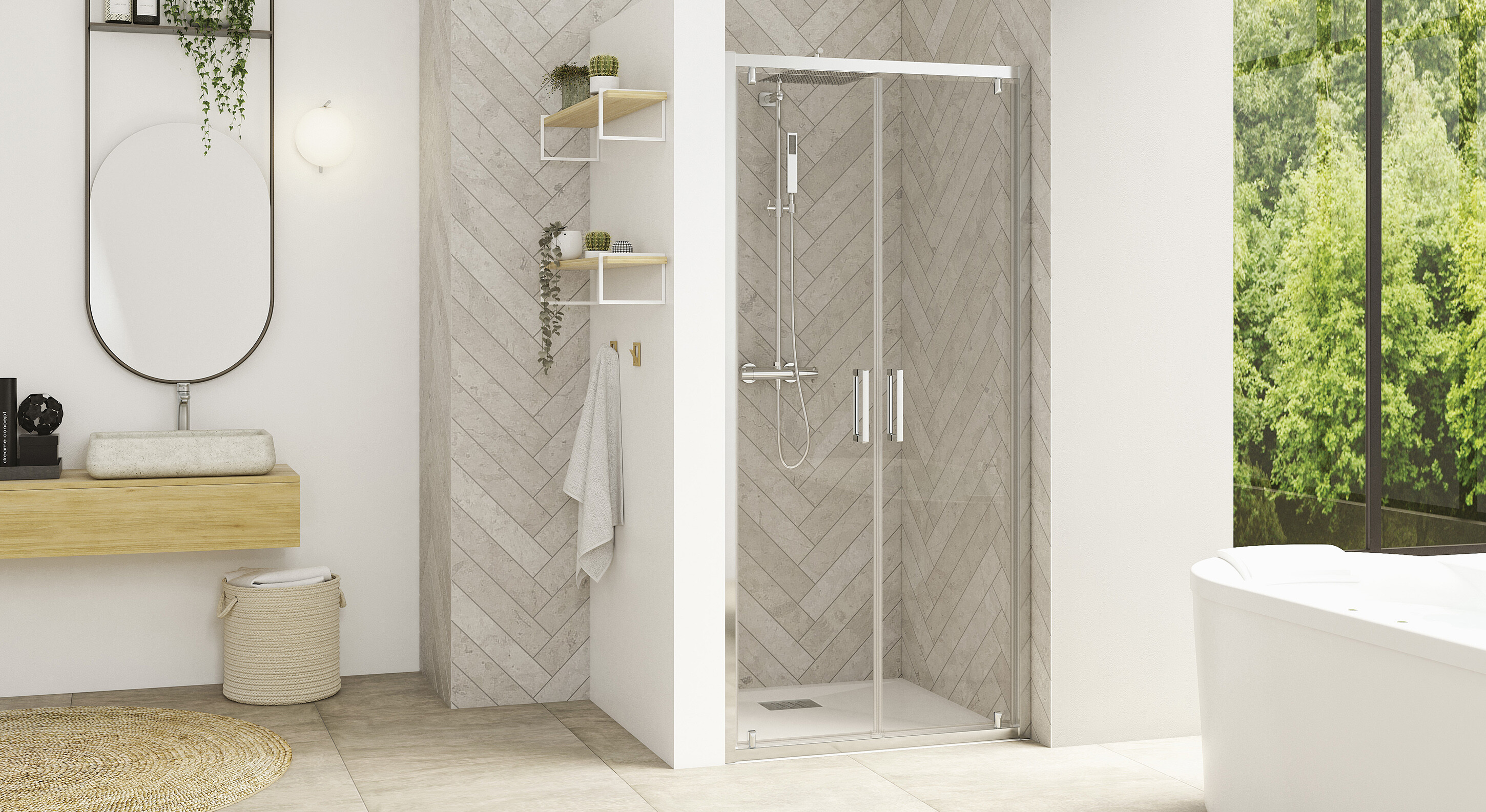 Smart Design 2P Double paroi de douche pivotante Kinedo
