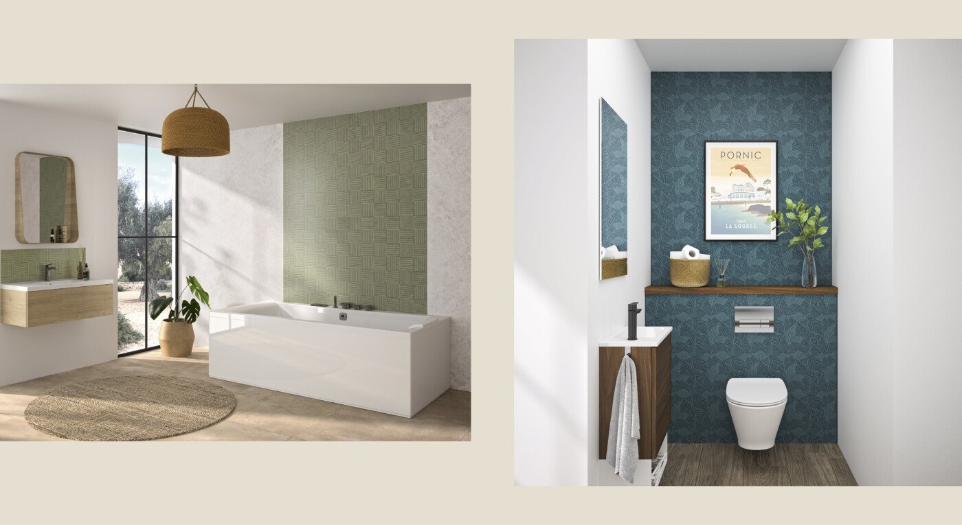 Kinewall Design piega oliva - bleu exotica - 2900x1585