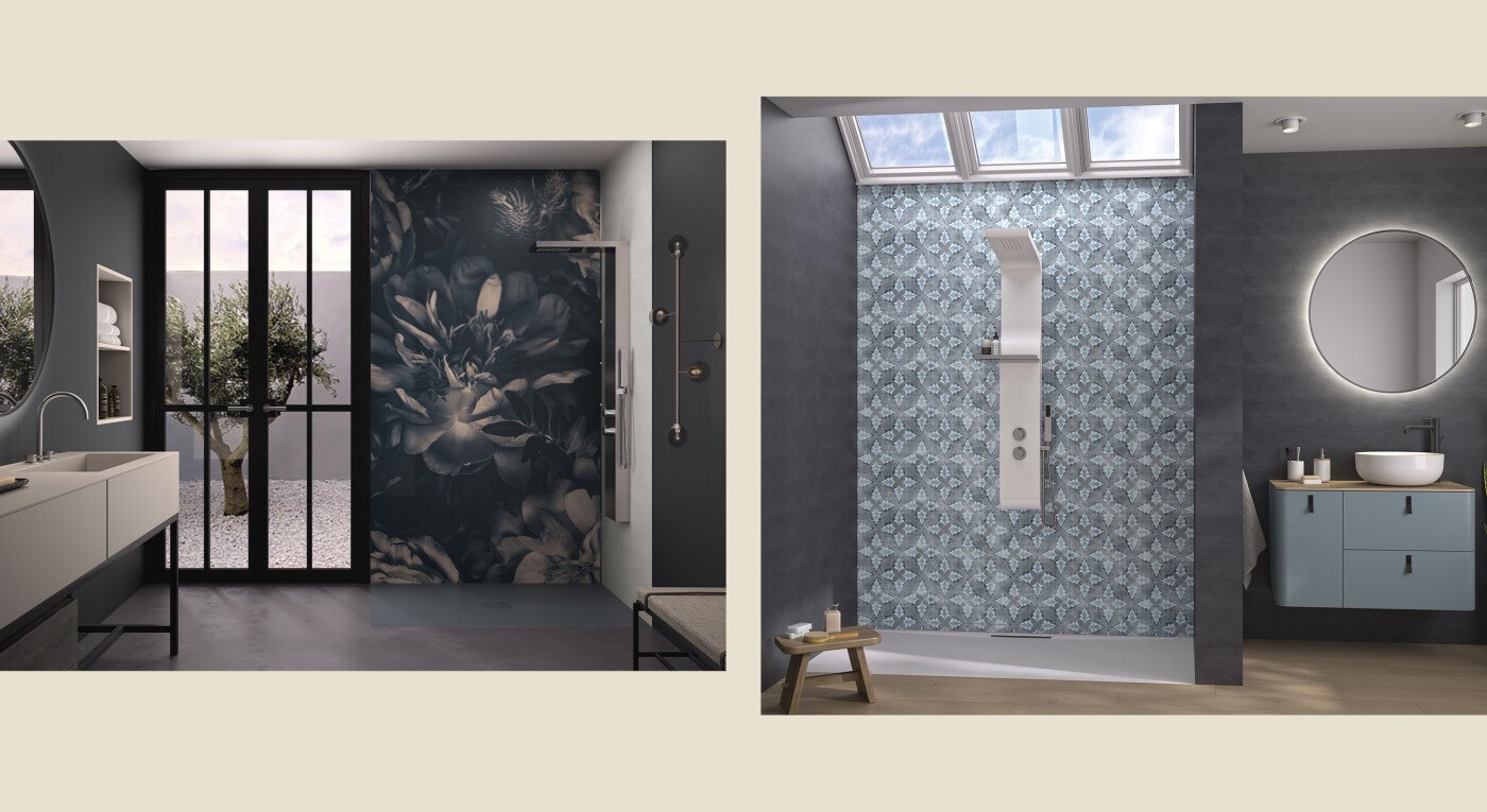 Kinewall Design - floral - vintage gris bleu - 2900x1585