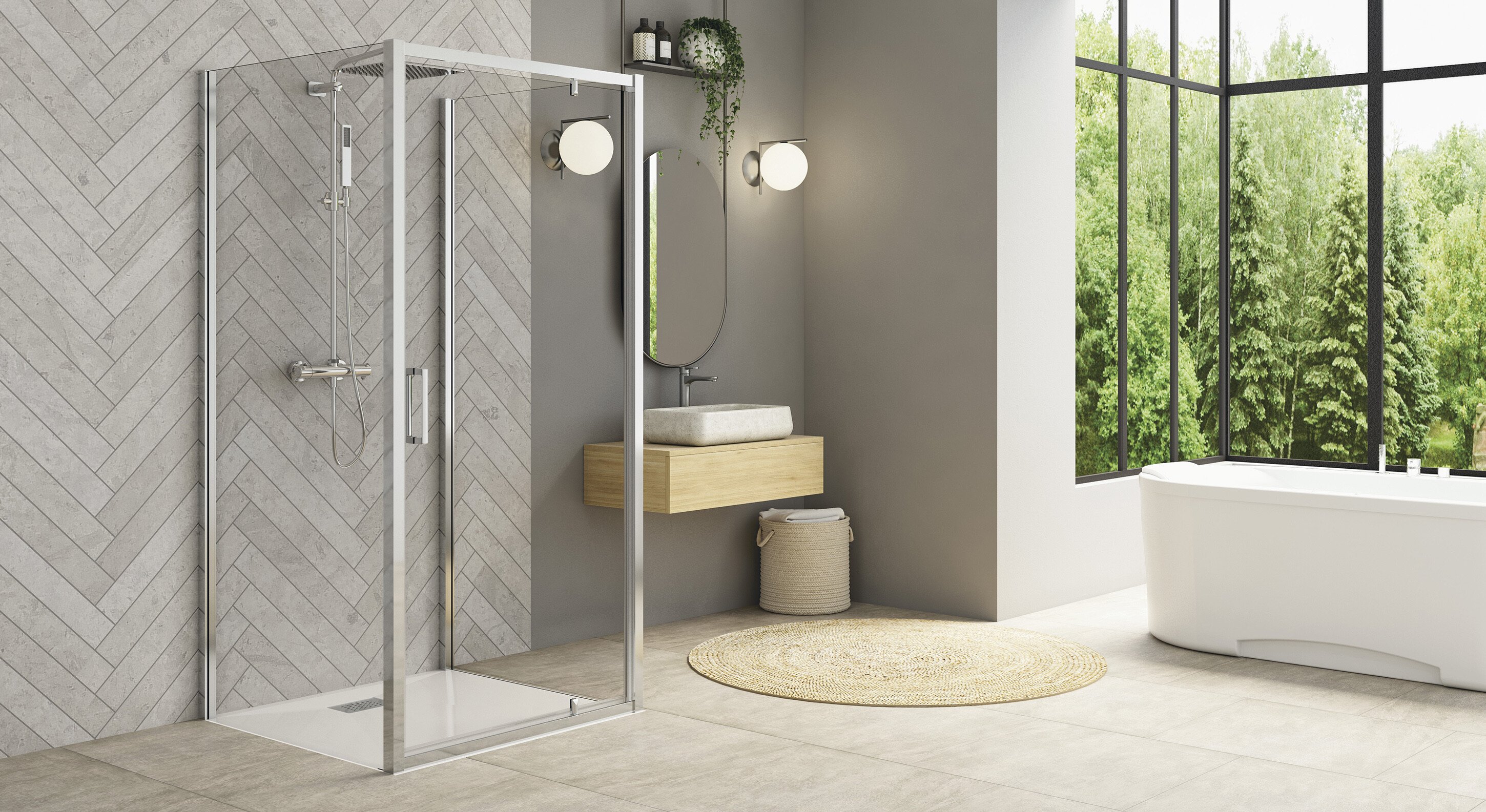 Smart Design Fixe Paroi de douche en angle Kinedo