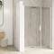 Smart Design Porte centrale sans seuil - profilé blanc - verre bandes verticales - 2900x1585