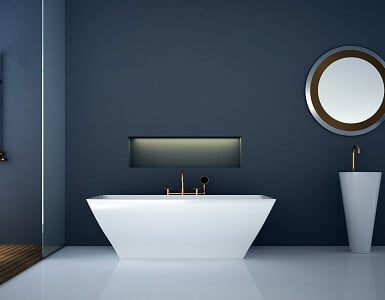 Salle de bain couleur foncée