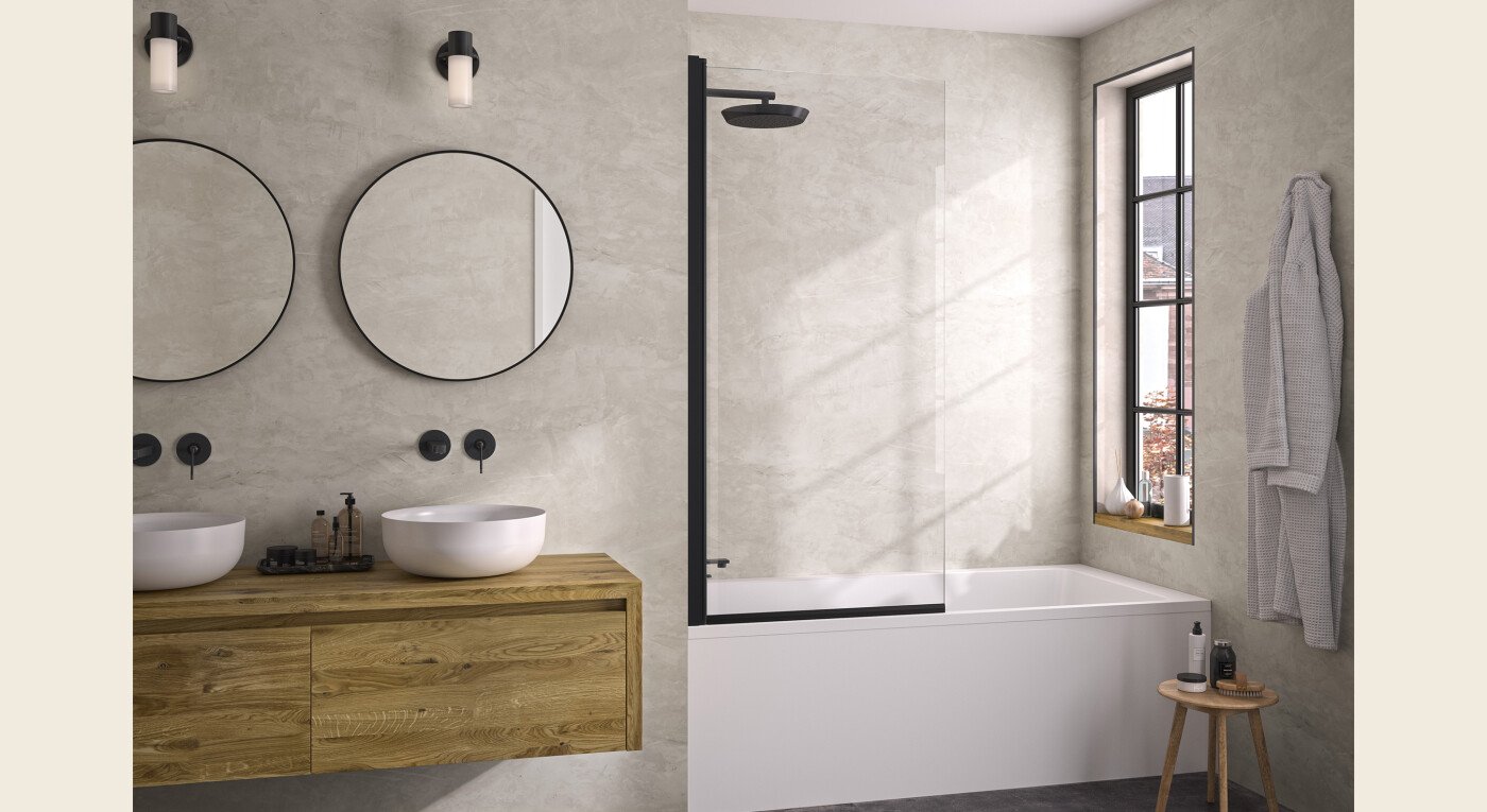 Smart Design Lyra - profilé gris noir grainé - verre transparent - 2900x1585