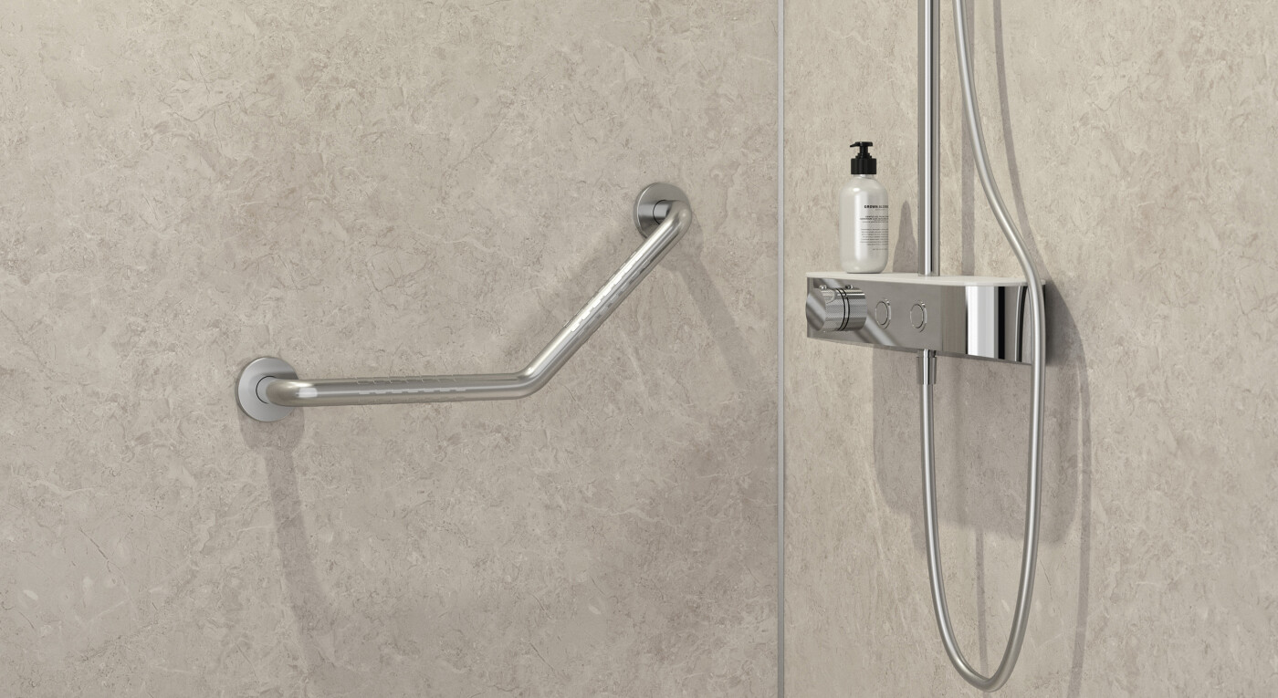 Barre de maintien Essentiel coudée chromée - 2900x1585