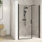 Smart Design Porte centrale sans seuil - profilé noir grainé - verre transparent - 2900x1585