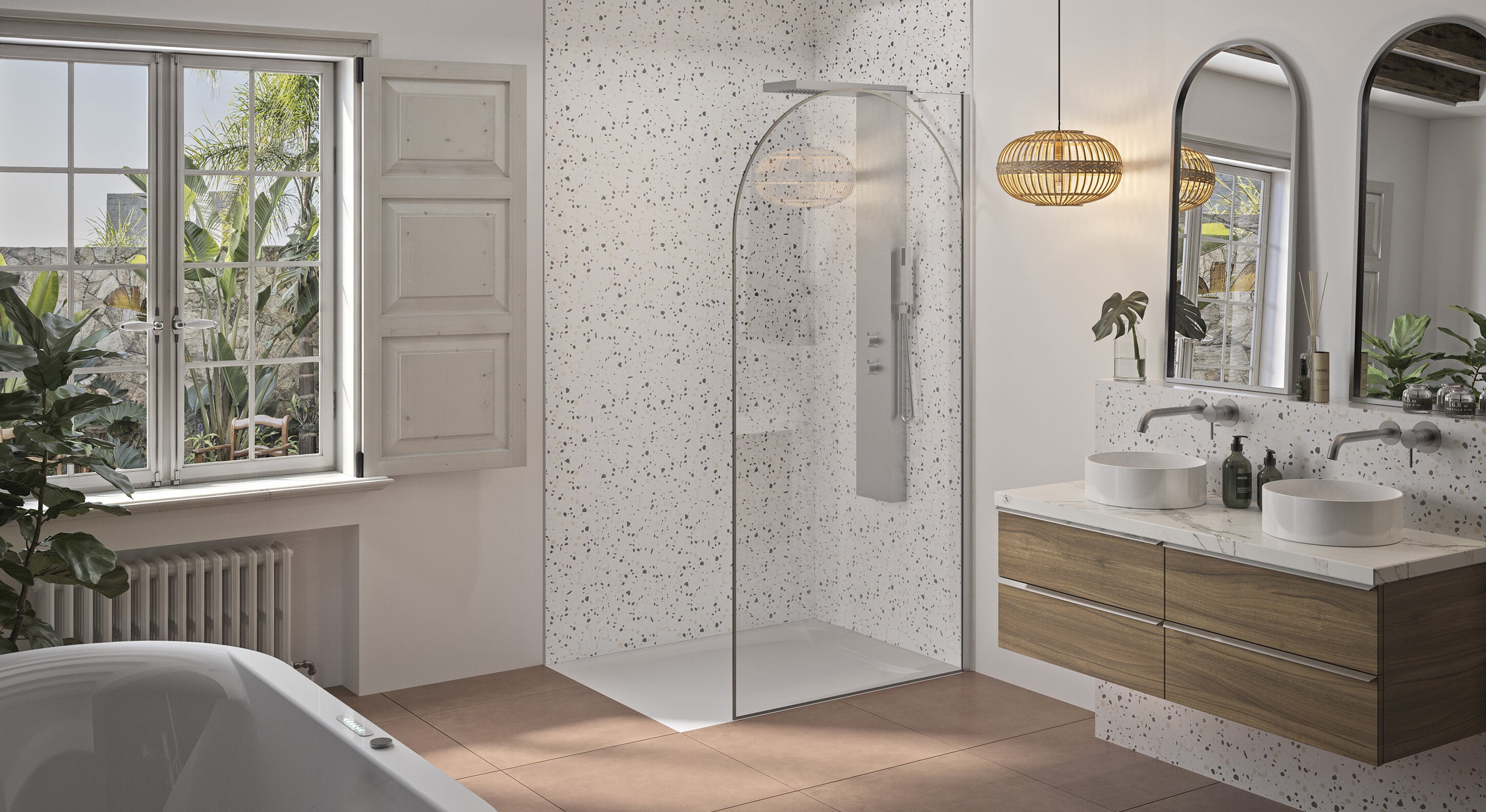 Solo Arkade Paroi De Douche Fixe Avec Un Angle Arrondi Kinedo solo-arkade-paroi-de-douche-fixe-avec-un-angle-arrondi-kinedo