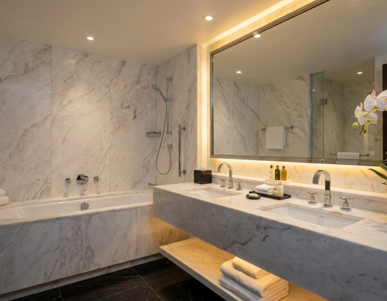 salle de bain luxe marbre
