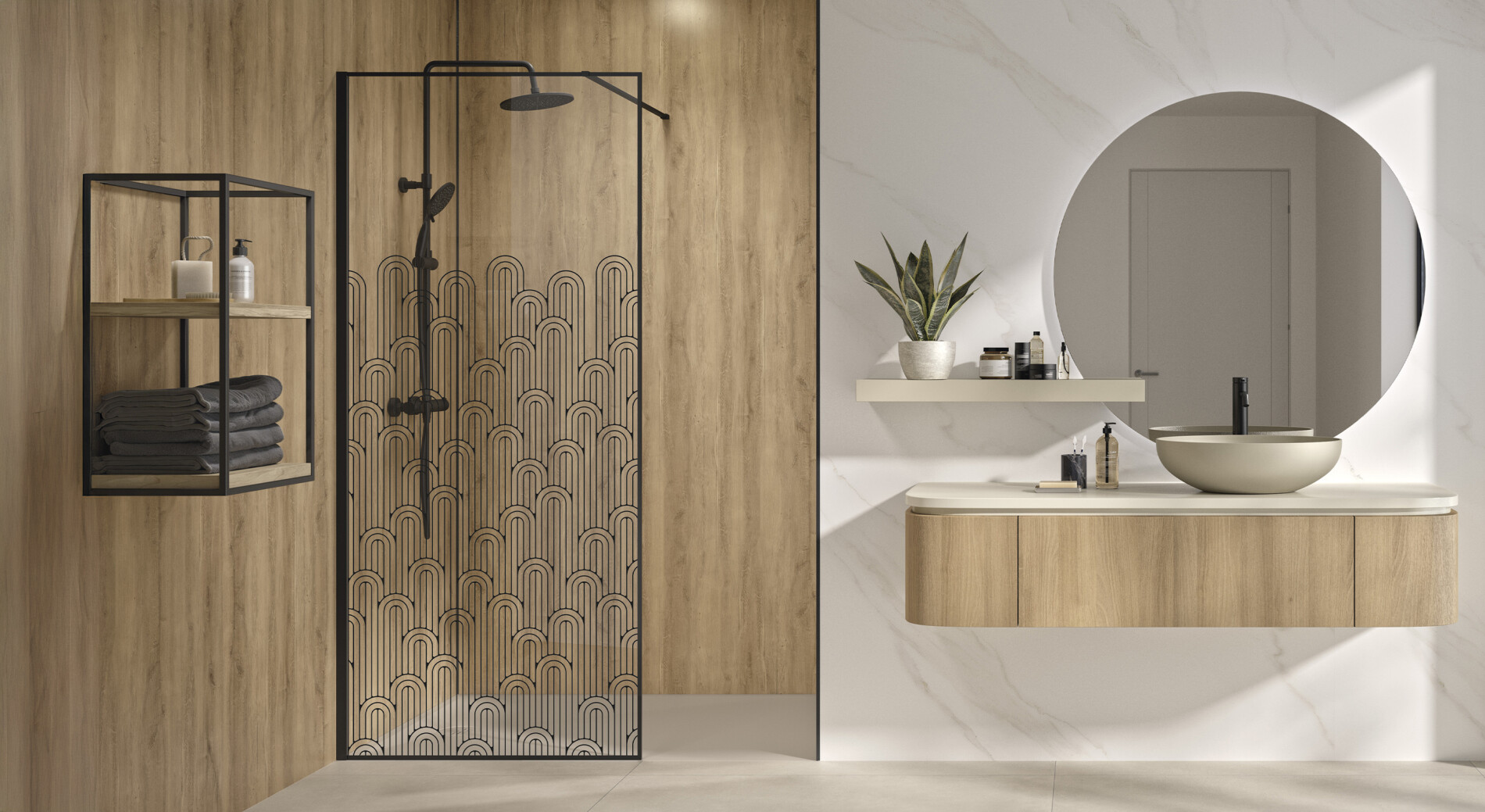 Cadree Razvan Solo Graphik - Paroi de douche fixe cadrée | Kinedo