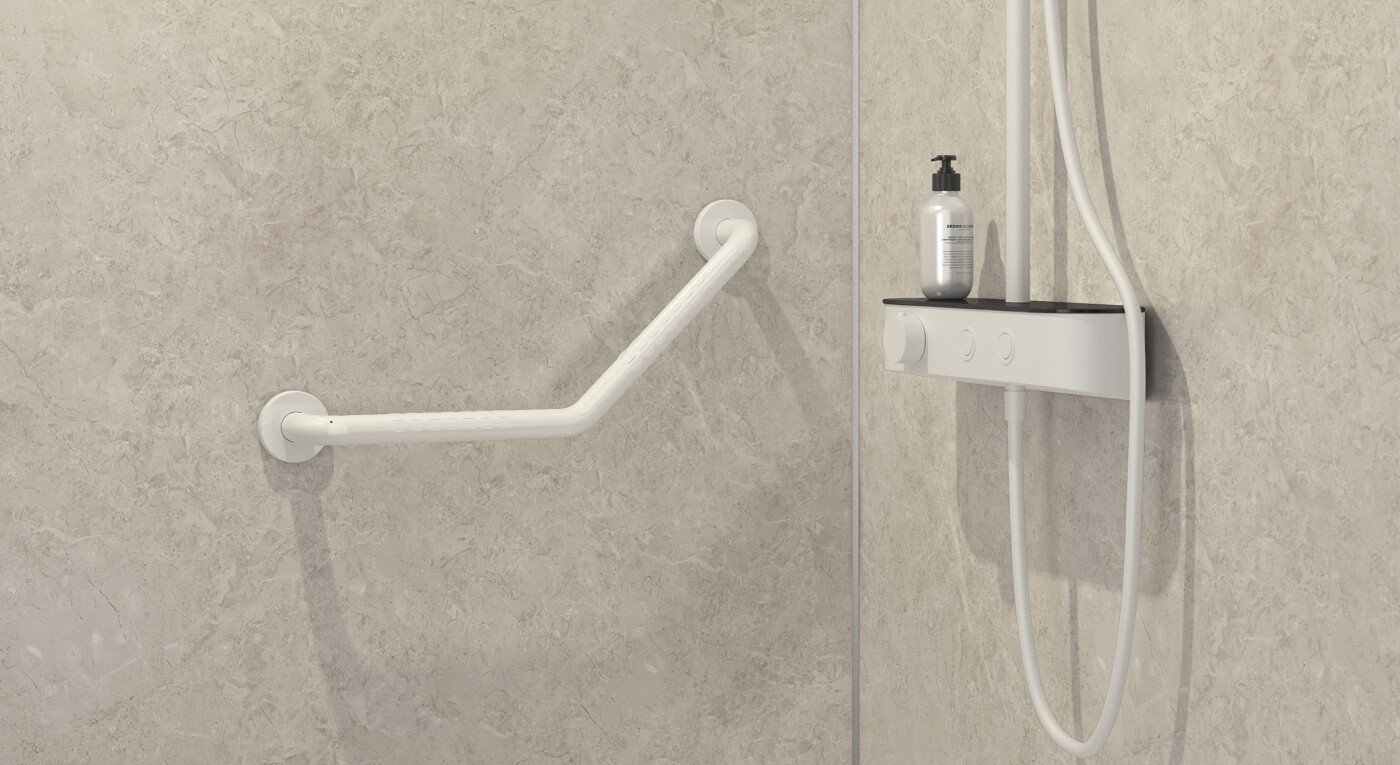 Barre de maintien Essentiel coudée blanche - 2900x1585