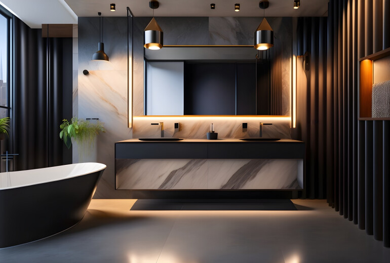 Salle de bain noire