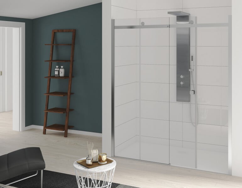 Kinestyle C - profilé chromé - verre transparent - 2900x1585