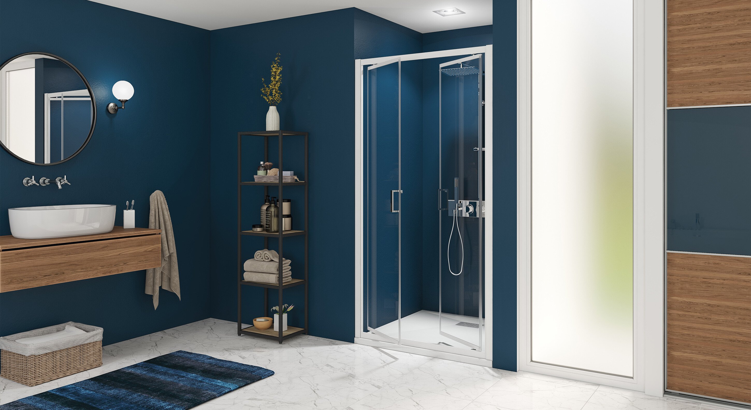 Smart Express 2P Double porte de douche pivotante Kinedo