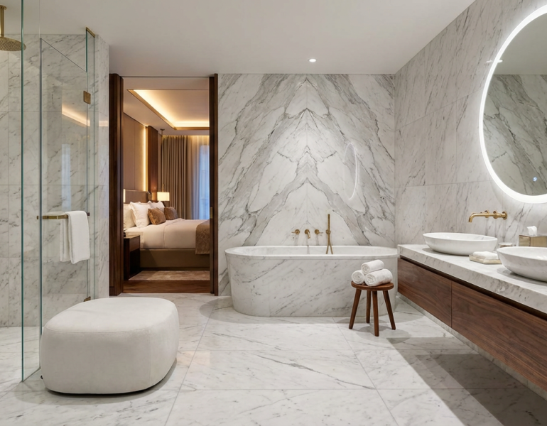 salle de bain luxe marbre