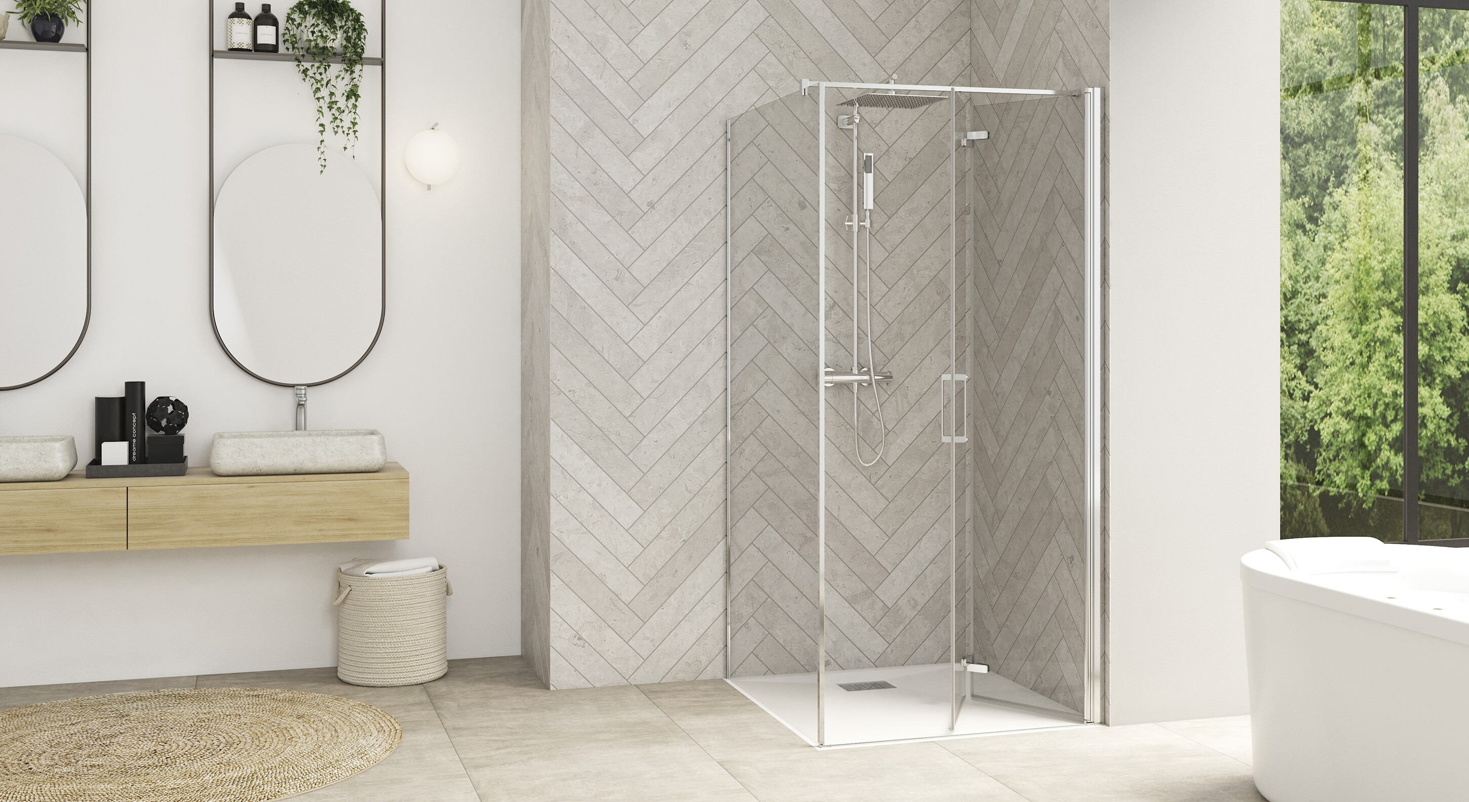 Smart Design S sans seuil Paroi de douche pliante Kinedo