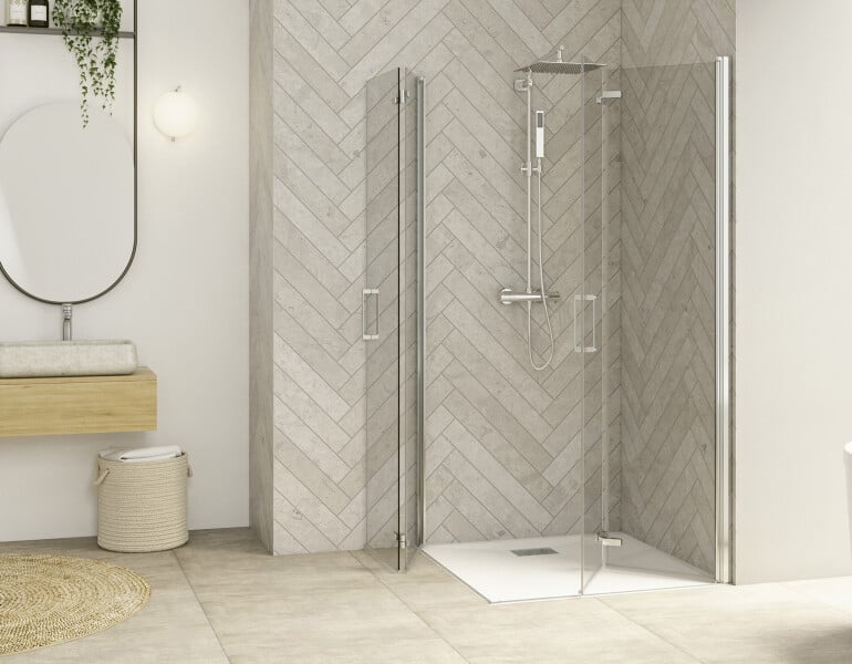 Smart Design A/S sans seuil - profilé chromé - verre transparent - 2900x1585