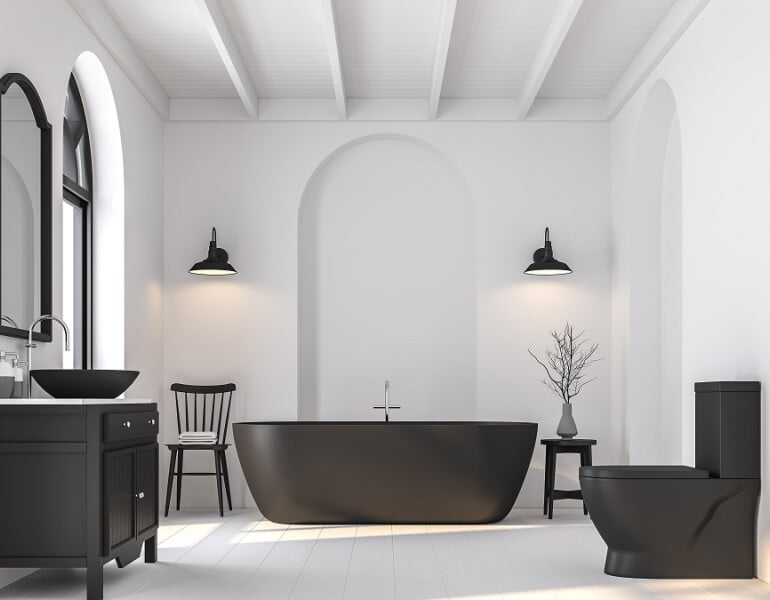 Salle de bain en noir et blanc