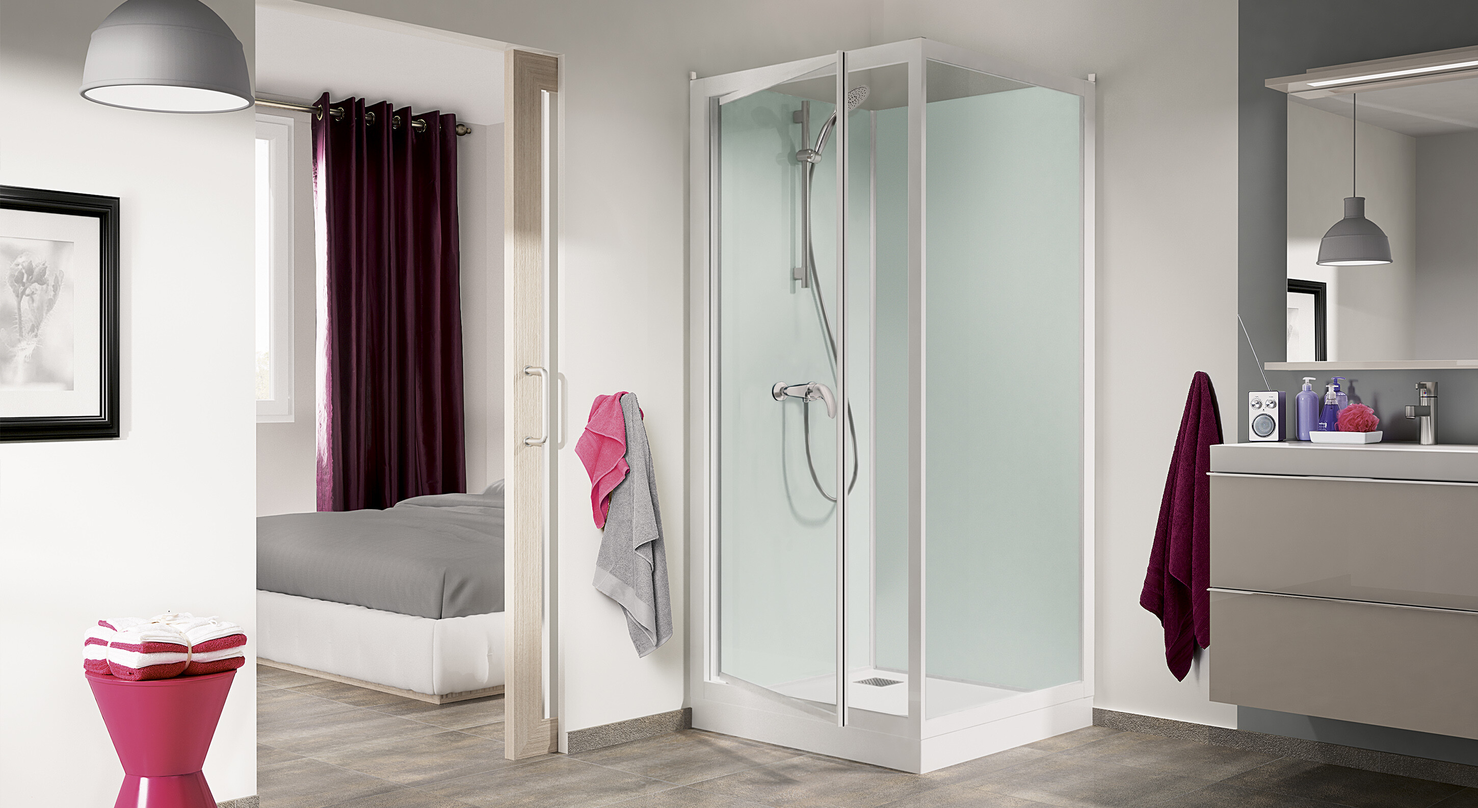 Kineprime Glass C angle cabine de douche carrée Kinedo