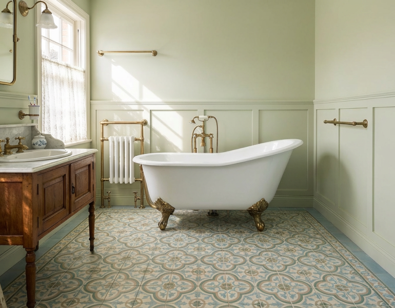 salle de bain carreaux de ciment