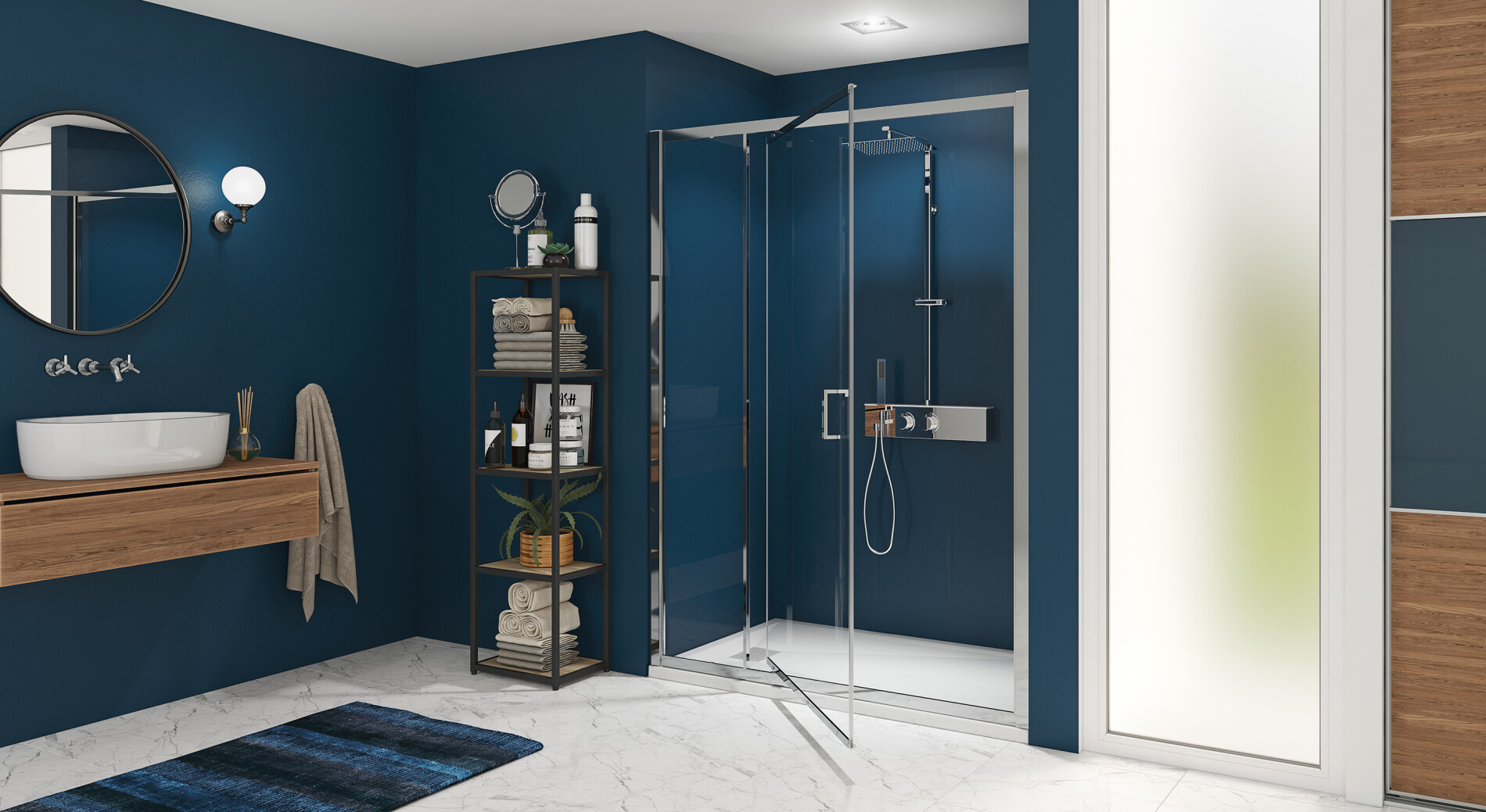 Smart Express P Porte de douche pivotante Kinedo