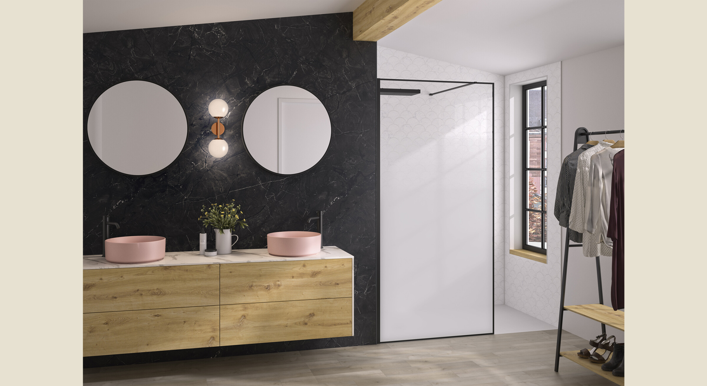 Cadree Razvan Solo Design+ - Paroi de douche fixe cadrée | Kinedo