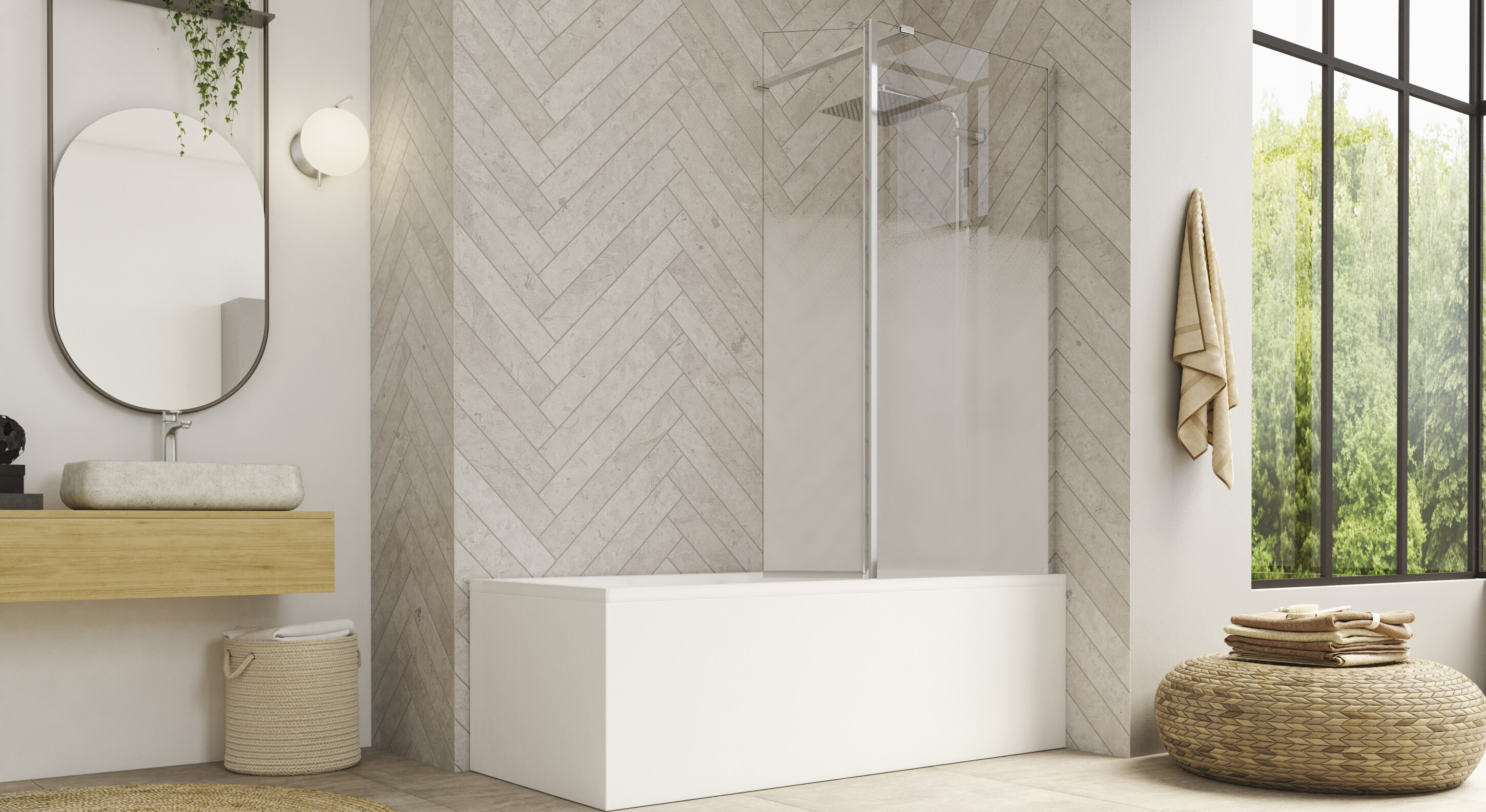 Smart Design Hydra Parebaignoire simple et fixe Kinedo