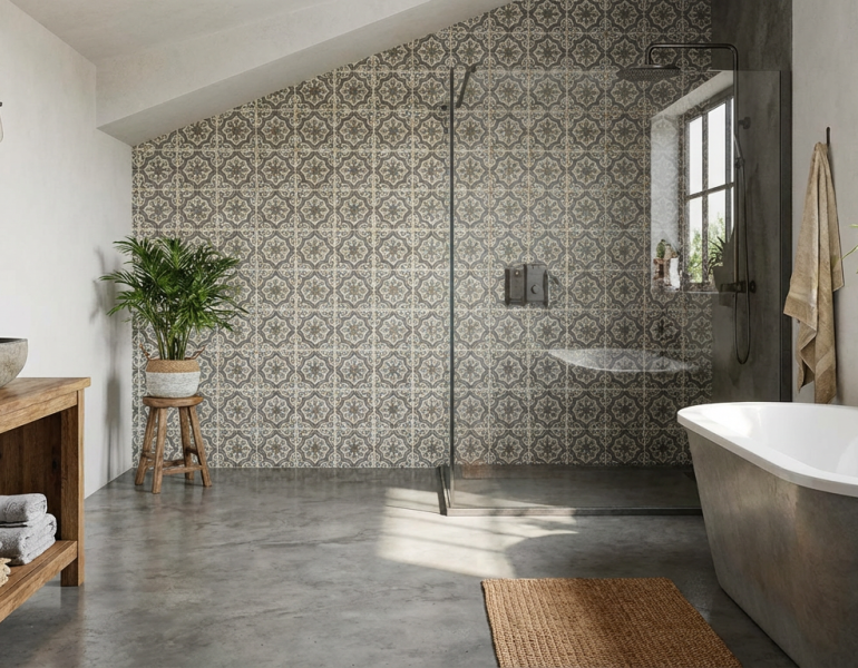 salle de bain carreaux de ciment