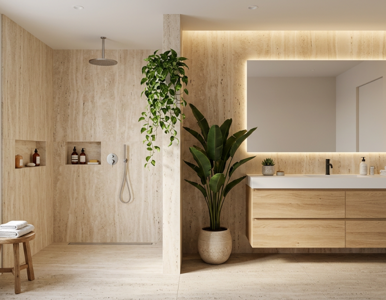 salle de bain travertin