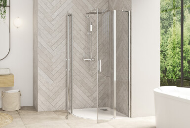 Smart Design R/P sans seuil - listing - profilé chromé - verre transparent - 770x520