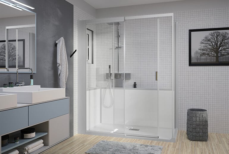 Cabine De Douche En Remplacement De Baignoire Remplacement de baignoire par une douche design | Kinedo