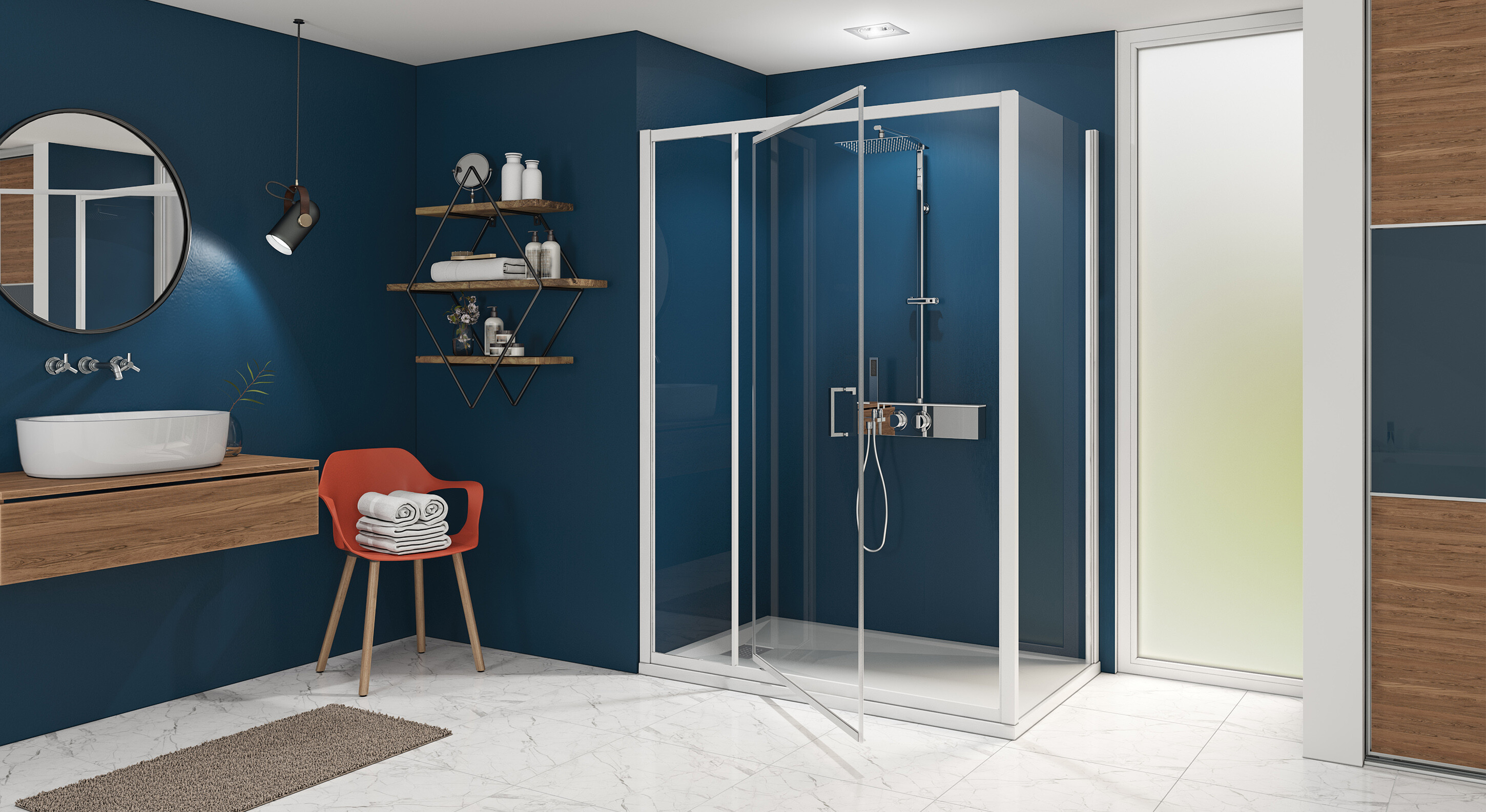 Smart Express P Porte de douche pivotante Kinedo