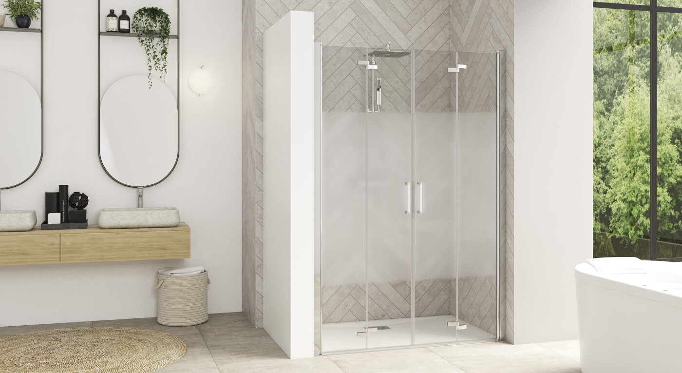 Smart Design S XXL sans seuil - profilé chromé - verre cosmos - 2900x1585