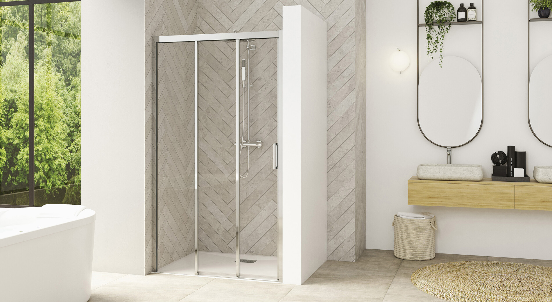 Smart Design 3V Paroi de douche volets coulissants Kinedo